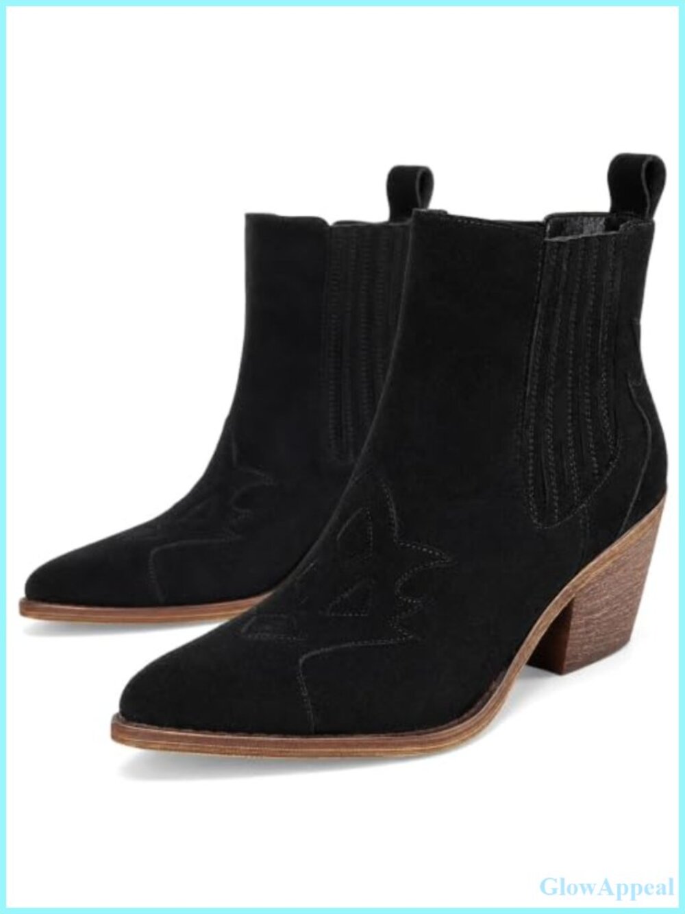 Faux Suede Heeled Chelsea Boots Pointed Toe Ankle Booties
